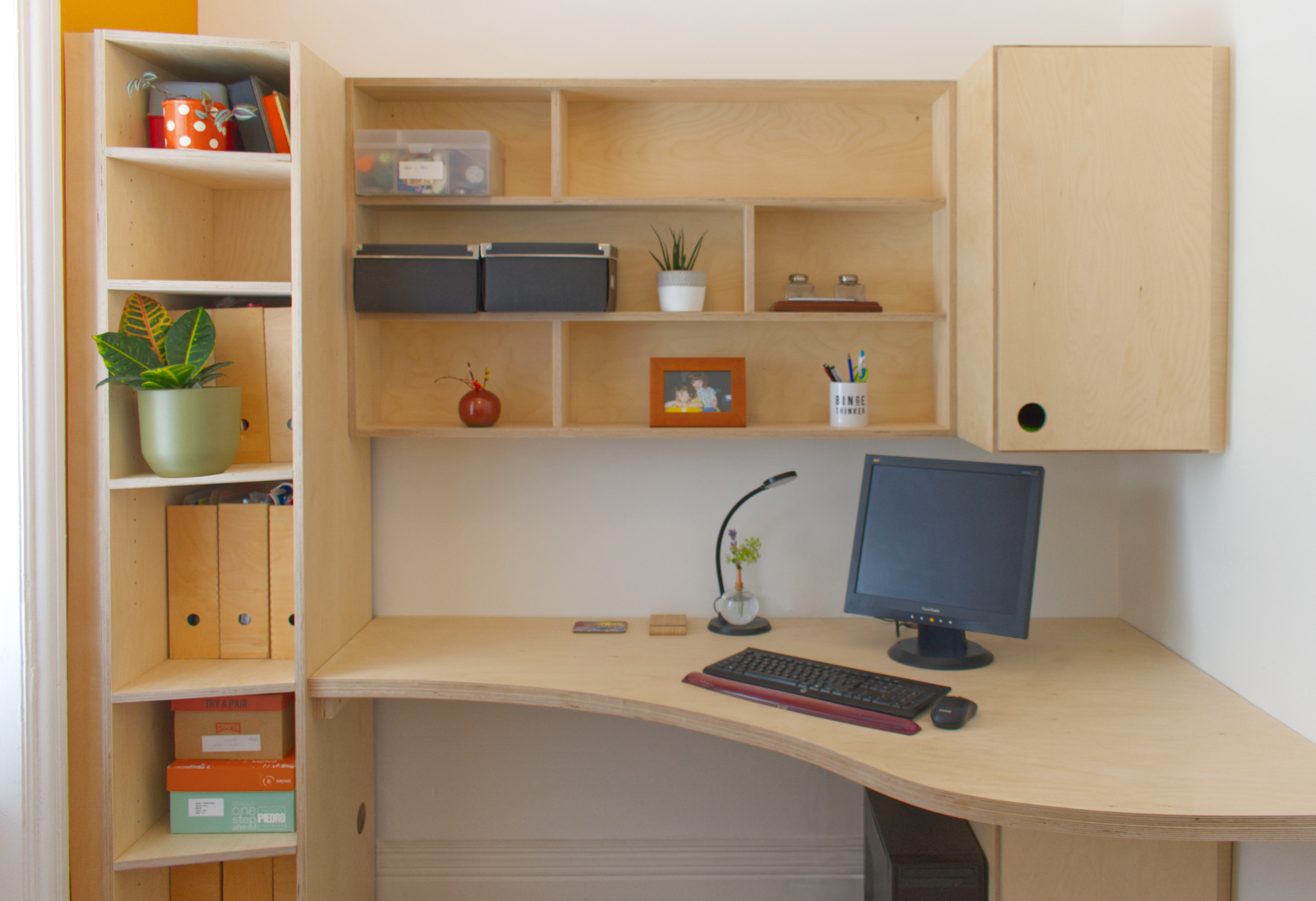 Mmh furniture birch plywood home office installation with desk and storage