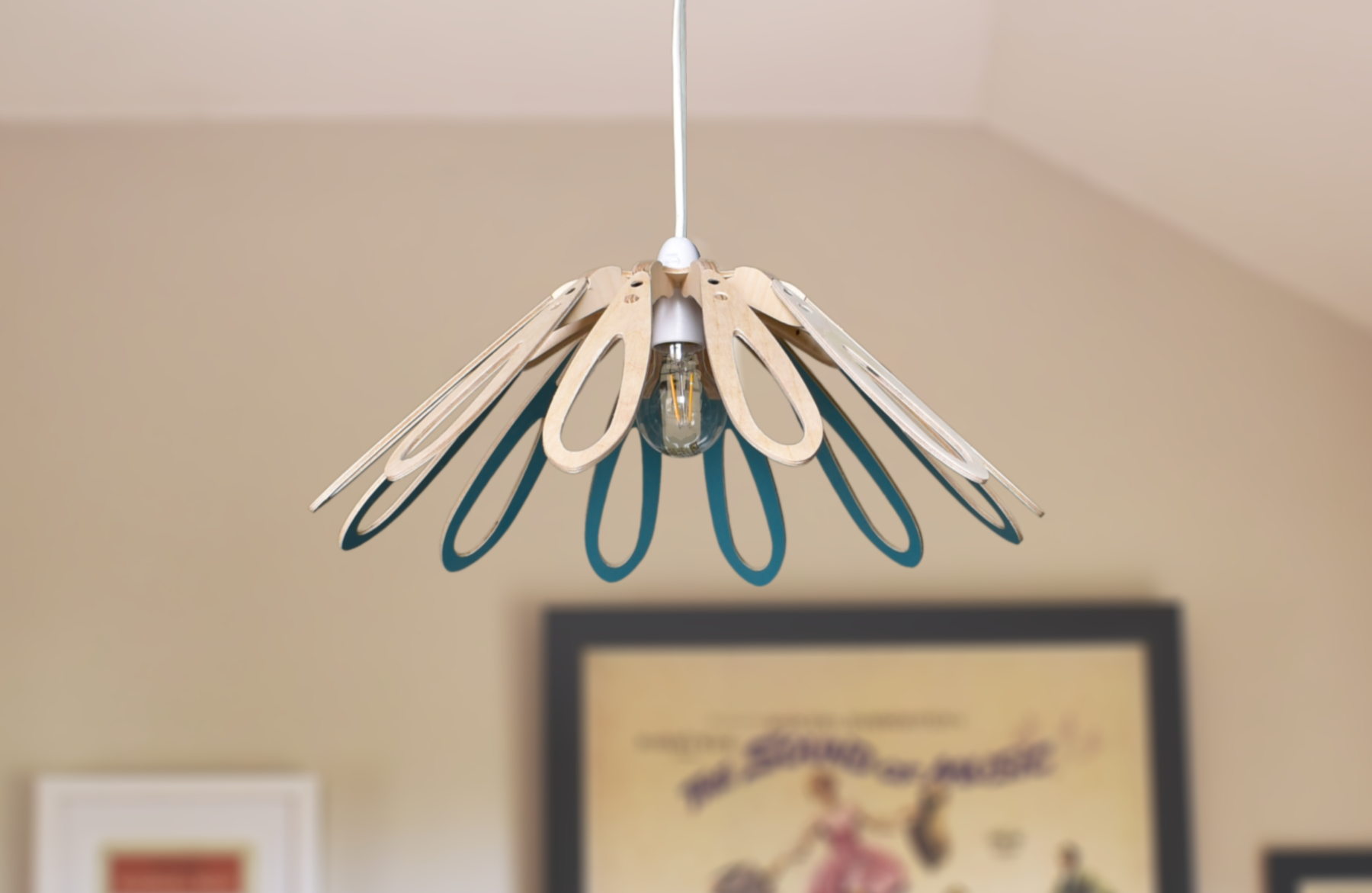 Mmh furniture Coastal Blue light shade hanging in room