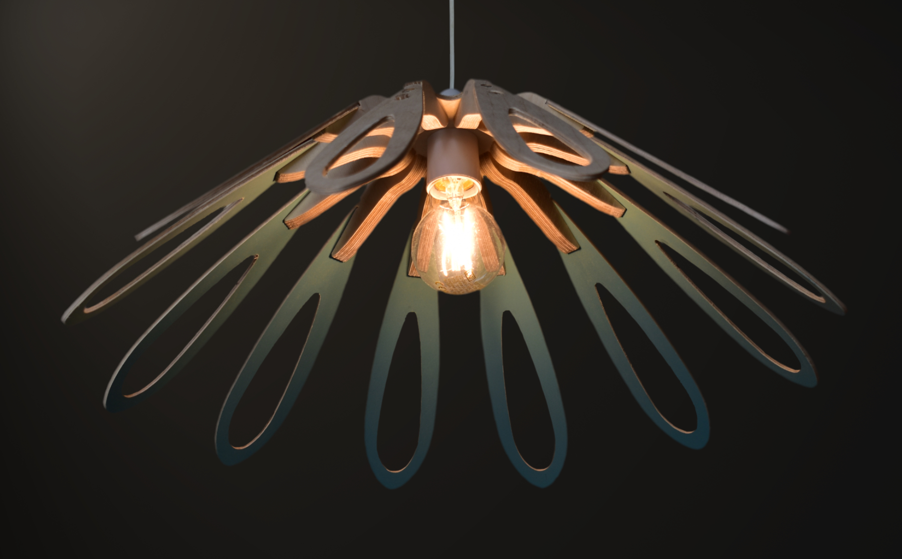 Mmh furniture coastal blue light shade with lit bulb