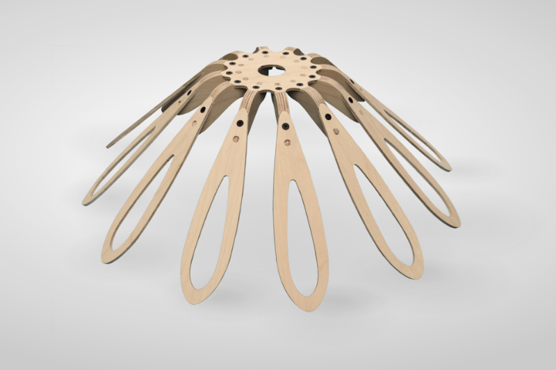 Top view of Mmh furniture lightshade in natural finish