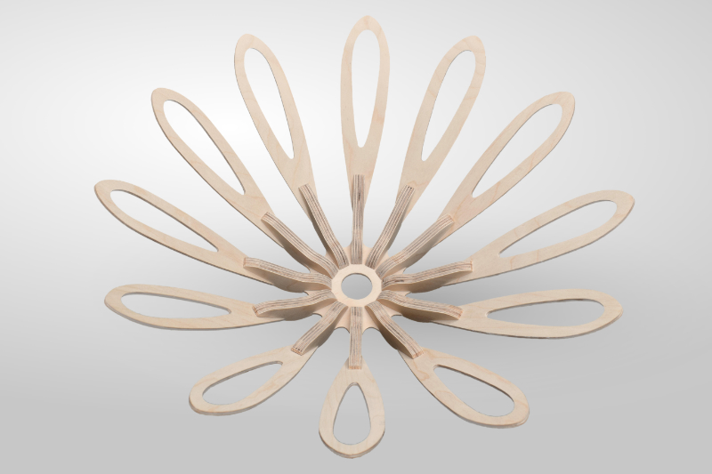 View of lower Mmh furniture lightshade in natural finish