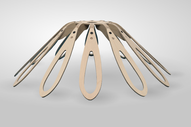 Side view of Mmh furniture lightshade in natural finish